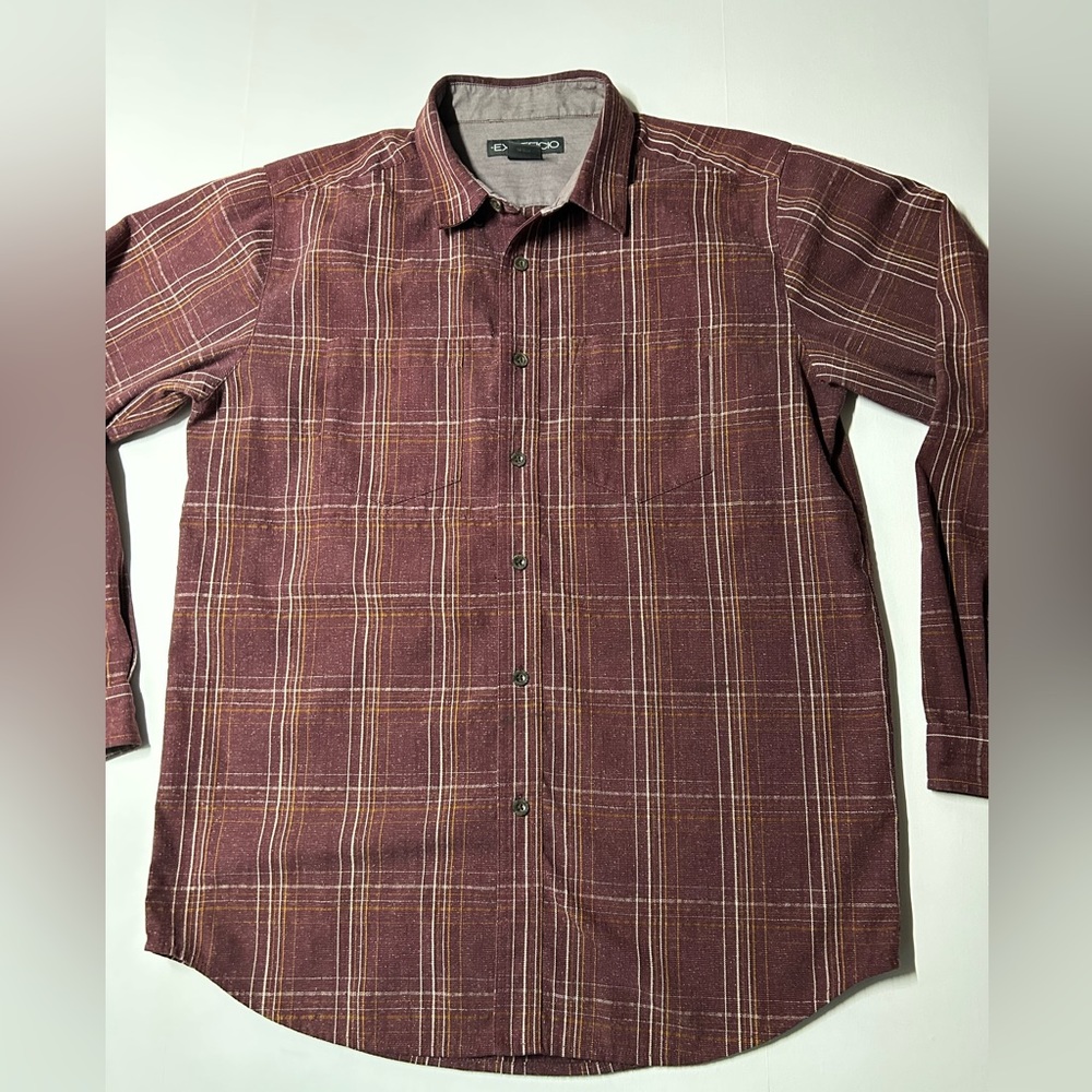 Exofficio men’s long sleeve ribbed flannel shirt, size large button up